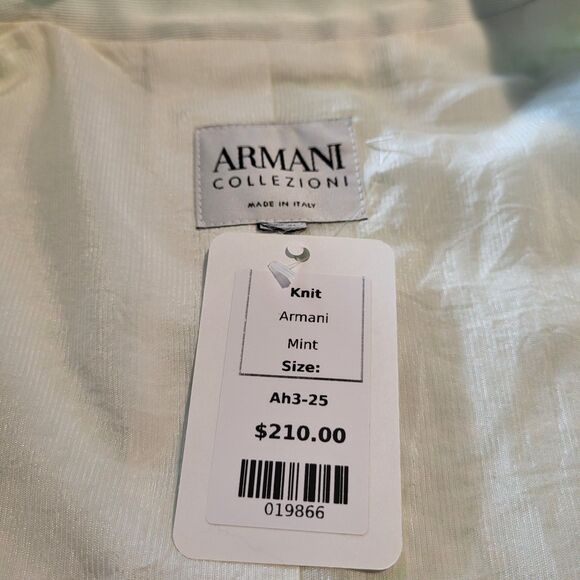 NEW Armani Collezioni Italian Size 50 Blazer Shimmer Textured Green Silver White - Picture 2 of 13